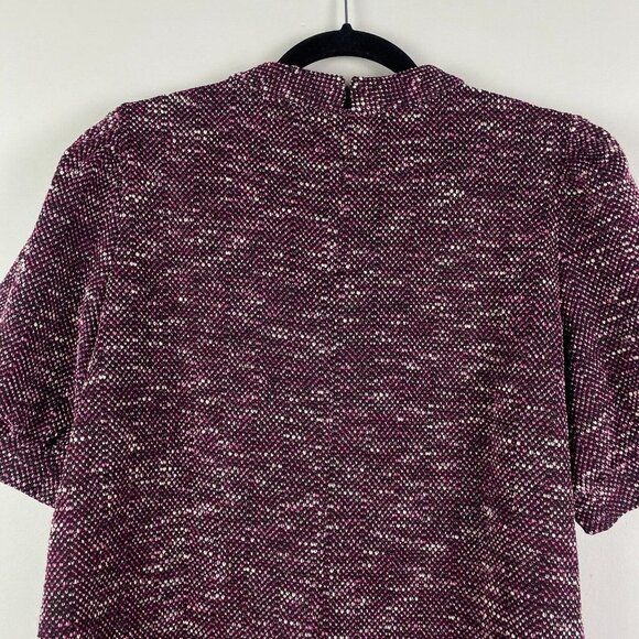 Ann Taylor Tweed Puff Sleeve Dress Size 14P Purple Short Sleeve - Picture 7 of 10